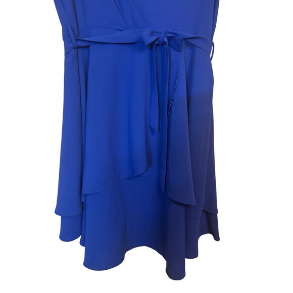 Faux Wrap Women's Short Sleeve Tie Waist Dress Boho Party Size XL Blue NWOT - Picture 5 of 10